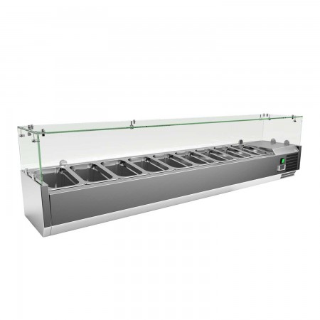 Countertop refrigerated preparation rail, inox, capacity 56 liters, dimensions 1800x335x435mm, voltage 220V, power 150W, weight 32KG