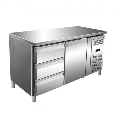 Worktop refrigerator, 1 door and 3 drawers, capacity 314 liters, dimensions 1360x700x860mm