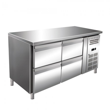 Worktop refrigerator with 4 drawers