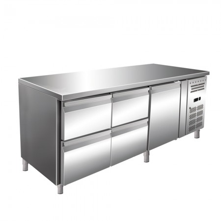 Worktop refrigerator with 1 door and 4 drawers