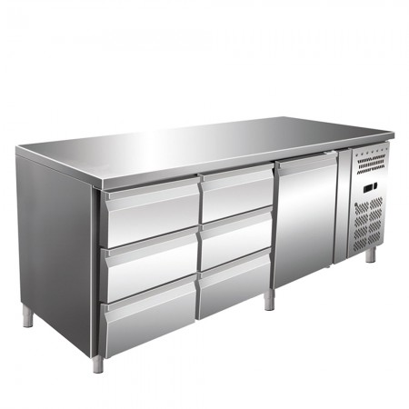 Worktop refrigerator, 1 door and 6 drawers, capacity 465 liters, dimensions 1795x700x860mm