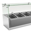 Countertop refrigerated preparation rail, inox, capacity 8 pan GN 1/4, refrigerated agent R134a, capacity 44 liters, external dimensions 1500x335x435mm, voltage 220V, power 150W, weight 29KG
