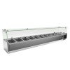 Countertop refrigerated preparation rail, inox, refrigerated agent R134a, capacity 63 liters, exterior dimensions 2000x335x435mm, voltage 220V, power 230W, weight 34KG