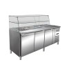 Salad preparation refrigerator with glass display