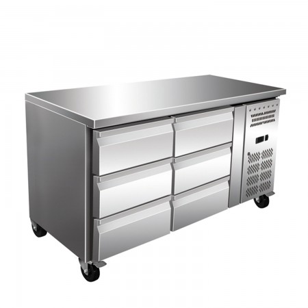 Worktop refrigerator, 6 drawers, capacity 314 liters, dimensions 1360x700x860mm