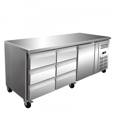 Worktop refrigerator, 1 door and 6 drawers, capacity 465 liters, dimensions 1795x700x860mm