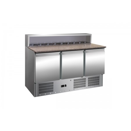 Pizza refrigerated worktop, capacity of 285 liters, working temperature +2C/+8C, dimensions 900x700x1100mm, voltage 220V, power 230W, weight 104KG