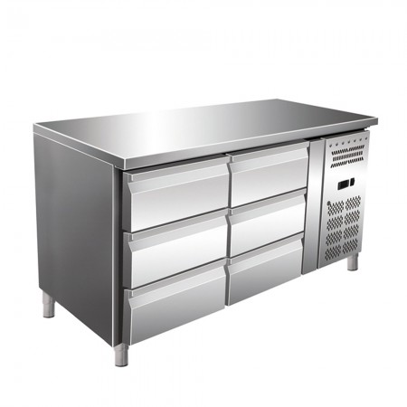 Worktop refrigerator, 6 drawers, capacity 314 liters, dimensions 1360x700x860mm