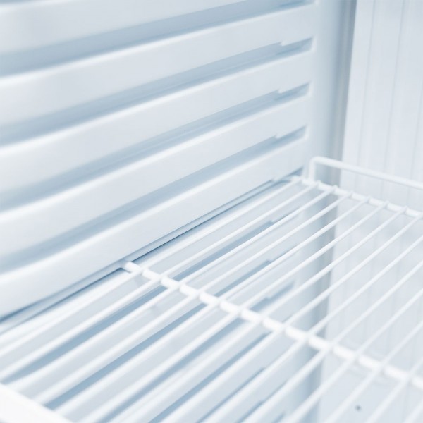 Double vertical refrigeration showcase with canopy, 2 hinged doors, working temperature 1°C÷10°C