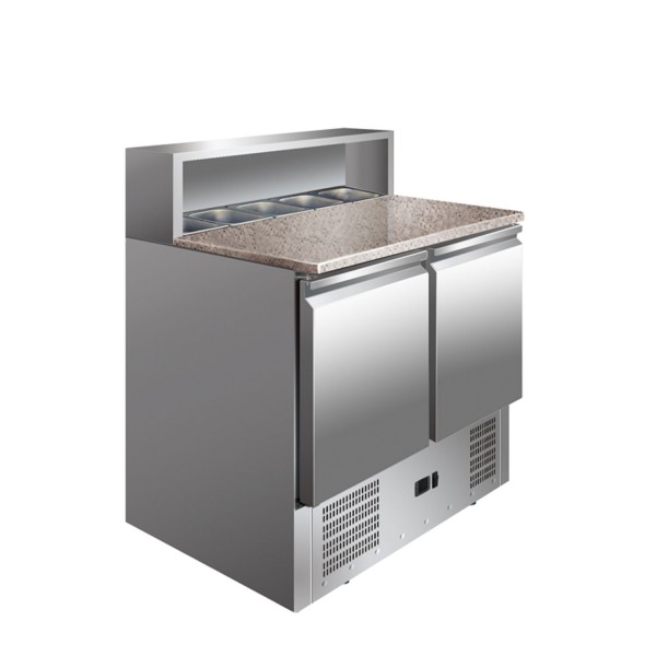 Pizza refrigerated worktop, capacity of 285 liters, working temperature +2C/+8C, dimensions 900x700x1100mm, voltage 220V, power 230W, weight 104KG