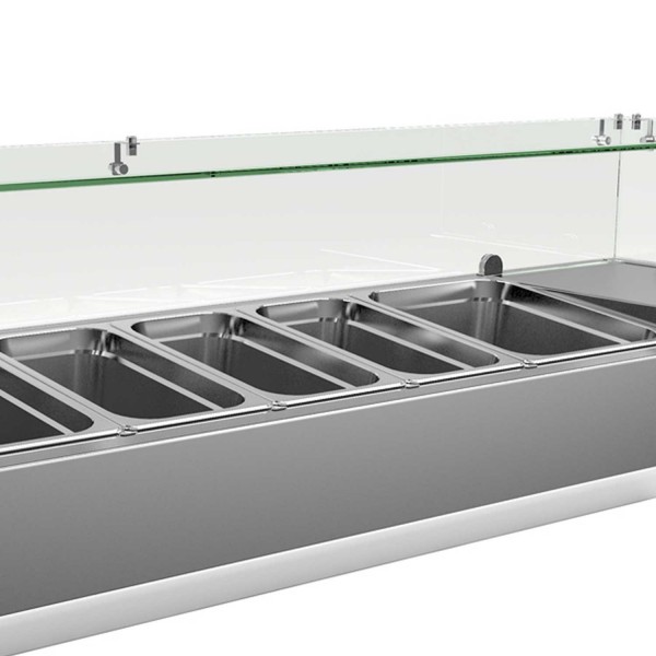 Countertop refrigerated preparation rail, inox, capacity 55 liters, dimensions 1500x395x435mm, voltage 220V, power 150W, weight 31KG