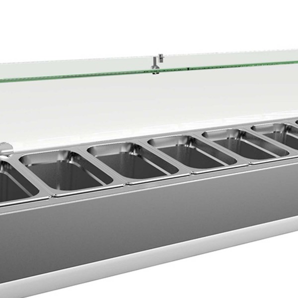 Countertop refrigerated preparation rail, inox, capacity 56 liters, dimensions 1800x335x435mm, voltage 220V, power 150W, weight 32KG