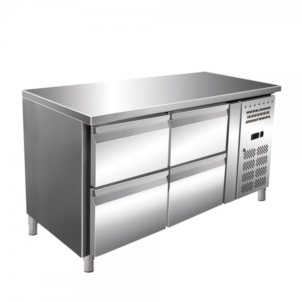 Worktop refrigerator with 4 drawers