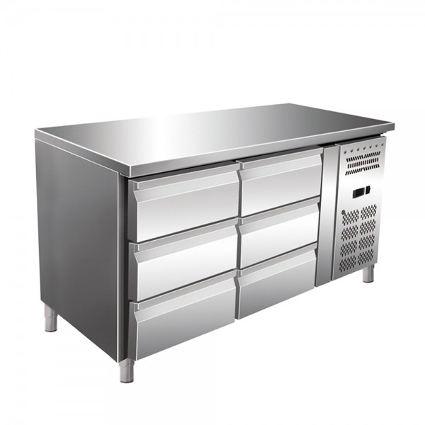 Worktop refrigerator, 6 drawers, capacity 314 liters, dimensions 1360x700x860mm