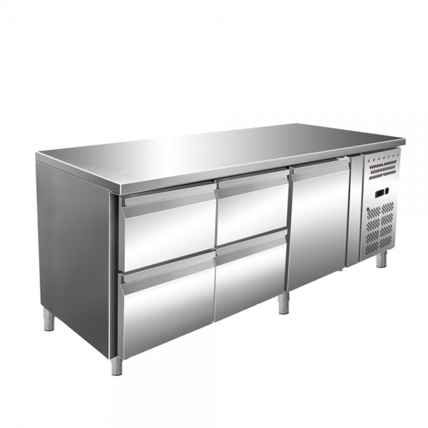Worktop refrigerator with 1 door and 4 drawers