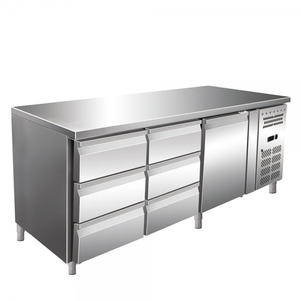 Worktop refrigerator, 1 door and 6 drawers, capacity 465 liters, dimensions 1795x700x860mm